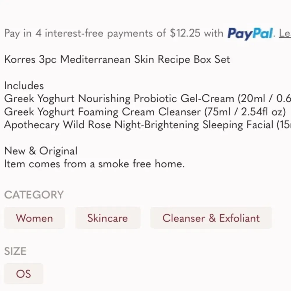 Korres‎ Mediterranean Skin Recipe